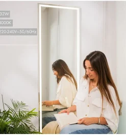 Aplike Miroir complet avec lumière LED frontale - lumière blanche neutre (4000K) - 160 x 50cm - Modèle Paris* Miroir|Miroir