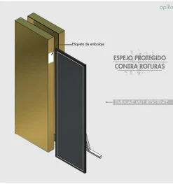 Aplike Miroir complet avec lumière LED frontale - lumière blanche neutre (4000K) - 160 x 50cm - Modèle Paris* Miroir|Miroir