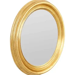 Coté Table Miroir convexe Drachma rond doré bois 46cm* Miroir|Miroir