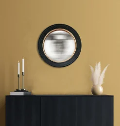 EDME Lacroix Miroir convexe rond style vintage effet mat noir et doré ⌀48,5 x L.48,5 x H.48,5 x ep.5 cm* Miroir|Miroir