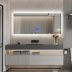 Discount Fortuna lai Miroir De Salle De Bain Avec Éclairage 60 X 100 Cm, Affichage De La Température, Fonction Antibuée