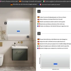Discount Fortuna lai Miroir De Salle De Bain Avec Éclairage 60 X 100 Cm, Affichage De La Température, Fonction Antibuée