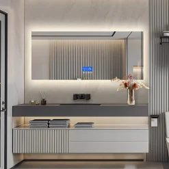 Discount Fortuna lai Miroir De Salle De Bain Avec Éclairage 60 X 100 Cm, Affichage De La Température, Fonction Antibuée