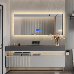 Discount Fortuna lai Miroir De Salle De Bain Avec Éclairage 60 X 100 Cm, Affichage De La Température, Fonction Antibuée