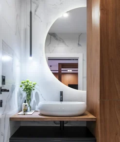 Tulup Miroir demi-cercle LED 30x60 cm lumière neutre moderne* Miroir|Miroir