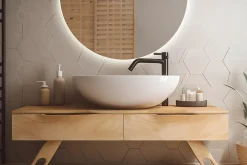 Tulup Miroir demi-rond LED 25x50 cm éclairage neutre mural design* Miroir|Miroir