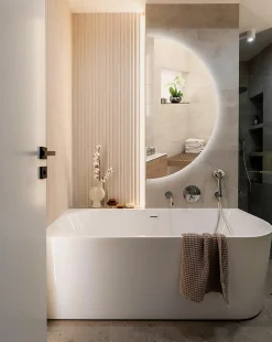 Tulup Miroir demi-rond LED 25x50 cm éclairage neutre mural design* Miroir|Miroir
