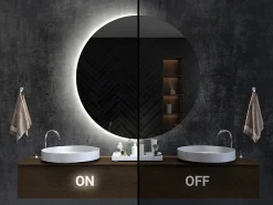 Tulup Miroir demi-rond LED 25x50 cm éclairage neutre mural design* Miroir|Miroir