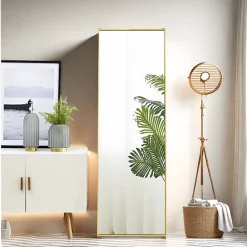 Simple Life Miroir en Pied Grand, 150x40 cm, Grand Miroir de Sol Pleine Longueur, Suspendu, Rectangulaire, Doré* Miroir|Miroir