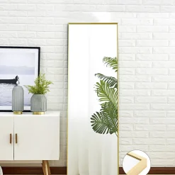 Simple Life Miroir en Pied Grand, 150x40 cm, Grand Miroir de Sol Pleine Longueur, Suspendu, Rectangulaire, Doré* Miroir|Miroir
