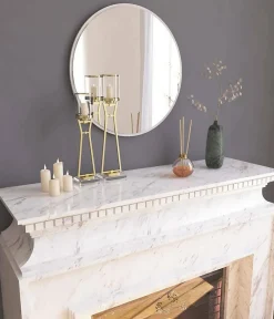Dmora Miroir Euterpe, Verre miroité, Objet d'ameublement mural, Décoration avec miroir, 60x2h60 cm, Blanc* Miroir|Miroir