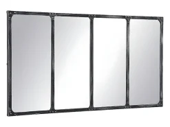 Outlet Vente-unique Miroir fenêtre industriel en métal - L. 140 x H. 75 cm - Noir - MAASTRICHT