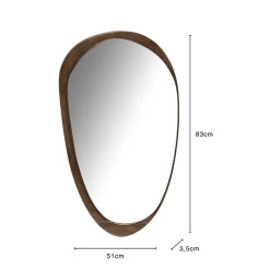 Discount J-Line Miroir irrégulier en bois de manguier marron 51x3.5x83 cm