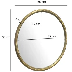 Discount Finebuy Miroir Murale Métal 60 cm Miroir Mur Couloir Grand Doré Rond Cadre