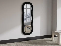 Hot Vente-unique Miroir organique en bois de paulownia - L. 60 x H. 160 cm - Noir - TAYLI