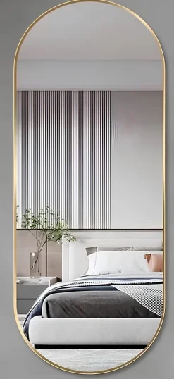 New Ornami Miroir ovale métal doré H.100cm , Elvie