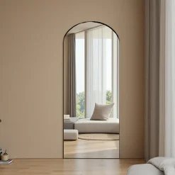 ProximaX Miroir pleine longueur Arqué 180x80 cm, Grand Miroir Sur Pied, sur pied ou mural, cadre aluminium doré, Doré* Miroir|Miroir