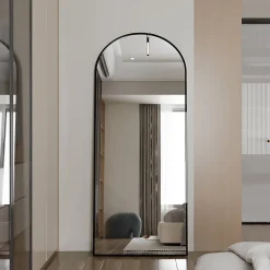 ProximaX Miroir pleine longueur Arqué 180x80 cm, Grand Miroir Sur Pied, sur pied ou mural, cadre aluminium doré, Doré* Miroir|Miroir