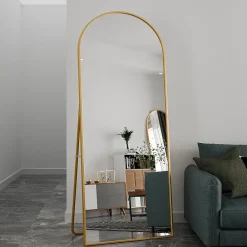 ProximaX Miroir pleine longueur Arqué 180x80 cm, Grand Miroir Sur Pied, sur pied ou mural, cadre aluminium doré, Doré* Miroir|Miroir
