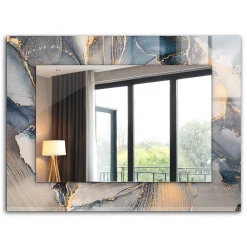 Best Tulup Miroir Rectangulaire 80x60 cm Art Abstrait Bleu Miroir Élégant Pour Dressing Pose Horizontale Ou Verticale