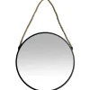 Dada Art Miroir rond à suspendre en métal noir avec corde Ø30cm* Miroir|Miroir