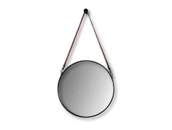 Best HSM Collection Miroir rond avec attache en cuir synthétique noir 49 x 3 x 68