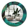 Outlet Wallfluent Miroir Rond Cadre Verre Imprimé fi50 cm Marbre Émeraude Petit Modèle Tendance Design Glamour
