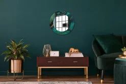 Outlet Wallfluent Miroir Rond Cadre Verre Imprimé fi50 cm Marbre Émeraude Petit Modèle Tendance Design Glamour