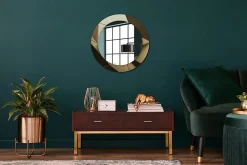 Wallfluent Miroir Rond Cadre Verre Imprimé fi60 cm Abstraction Moderne Standard Modèle Tendance Design Glamour* Miroir|Miroir