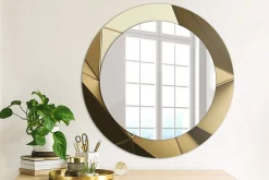 Wallfluent Miroir Rond Cadre Verre Imprimé fi60 cm Abstraction Moderne Standard Modèle Tendance Design Glamour* Miroir|Miroir