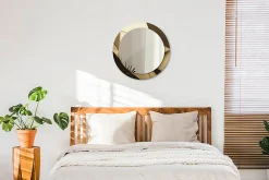 Wallfluent Miroir Rond Cadre Verre Imprimé fi60 cm Abstraction Moderne Standard Modèle Tendance Design Glamour* Miroir|Miroir