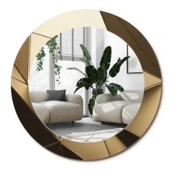 Wallfluent Miroir Rond Cadre Verre Imprimé fi70 cm Abstraction Moderne Fonctionnel Modèle Tendance Design Glamour* Miroir|Miroir