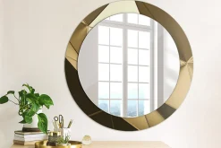 Wallfluent Miroir Rond Cadre Verre Imprimé fi70 cm Abstraction Moderne Fonctionnel Modèle Tendance Design Glamour* Miroir|Miroir