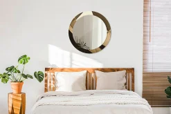 Wallfluent Miroir Rond Cadre Verre Imprimé fi70 cm Abstraction Moderne Fonctionnel Modèle Tendance Design Glamour* Miroir|Miroir