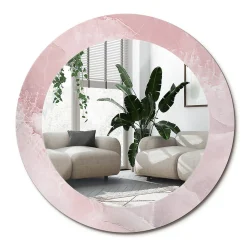 Wallfluent Miroir Rond Cadre Verre Trempé Motif fi100 cm Pierre Rose Effet AXXLissant Style Moderne* Miroir|Miroir