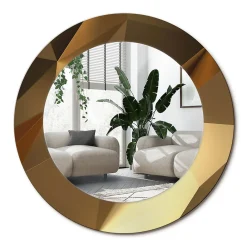 Clearance Wallfluent Miroir Rond Cadre Verre Trempé Motif fi50 cm Motif Géométrique Effet Agrandissant Style Moderne