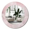 Wallfluent Miroir Rond Cadre Verre Trempé Motif fi50 cm Pierre Rose Effet Agrandissant Style Moderne* Miroir|Miroir