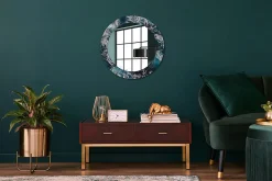 New Wallfluent Miroir Rond Cadre Verre Trempé Motif fi60 cm Mer Agitée Effet Agrandissant Style Moderne