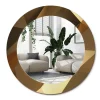 Best Wallfluent Miroir Rond Cadre Verre Trempé Motif fi60 cm Motif Géométrique Effet Agrandissant Style Moderne
