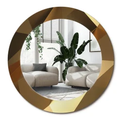 Best Wallfluent Miroir Rond Cadre Verre Trempé Motif fi60 cm Motif Géométrique Effet Agrandissant Style Moderne