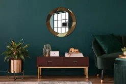 Best Wallfluent Miroir Rond Cadre Verre Trempé Motif fi60 cm Motif Géométrique Effet Agrandissant Style Moderne