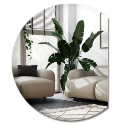 Wallfluent Miroir Rond Coupé 63 x 70 cm Miroir Pour Dressing Minimaliste* Miroir|Miroir