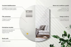 Wallfluent Miroir Rond Coupé 63 x 70 cm Miroir Pour Dressing Minimaliste* Miroir|Miroir