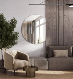 Wallfluent Miroir Rond Coupé 63 x 70 cm Miroir Pour Dressing Minimaliste* Miroir|Miroir