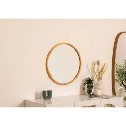 New Atmosphera Miroir rond en bois - Diam 55 cm - Marron