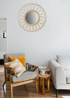 Deko & Co Miroir rond en rotin naturel Ø56 cm* Miroir|Miroir