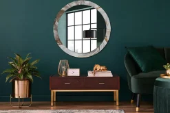 Hot Wallfluent Miroir Rond Grand Cadre Imprimé fi90 cm Marbre Clair Tendance Intemporelle Chambre Salon
