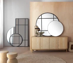 Discount Geese Home Miroir rond simple diamètre 120 cadre métal noir structure métal