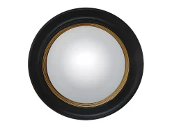 Clearance Vente-unique Miroir sorcière en bois de paulownia - D. 66 cm - Noir et doré effet laiton - FRANKLIN