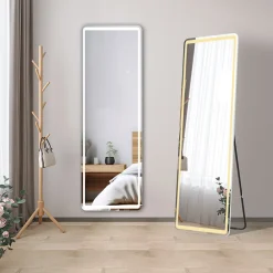Clearance AICA Sanitaire Miroir sur pied LED 40 x 160 cm (L x H), gradation infinie + 3 couleurs + fonction mémoire miroir pleine longueur,